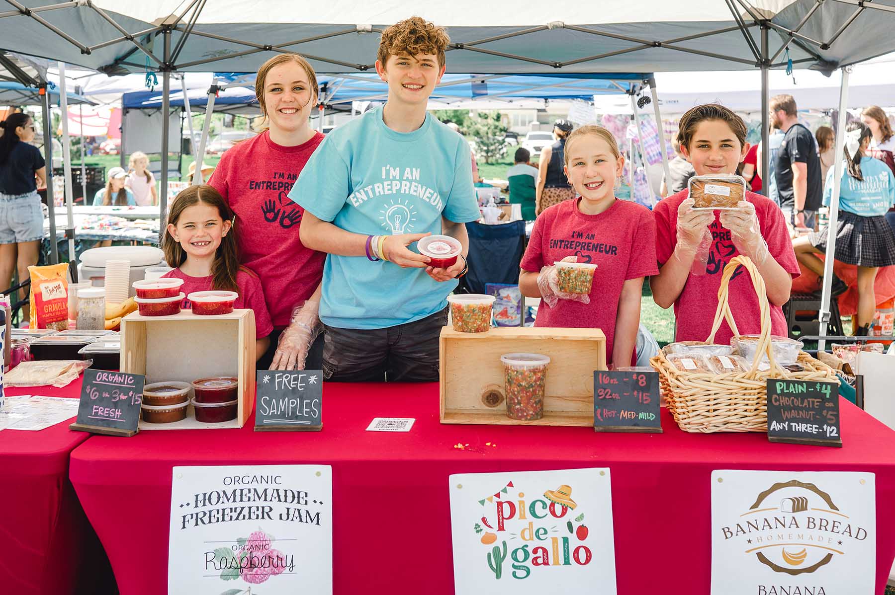 A mixed-age team of young food entrepreneurs